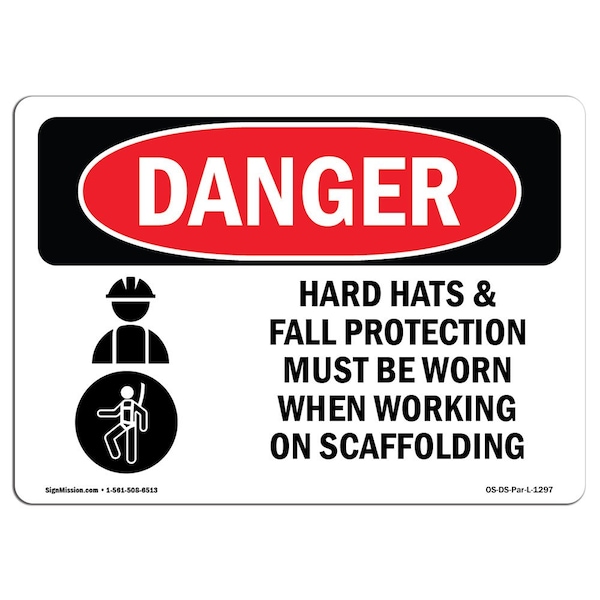 OSHA, Hard Hats Fall Protection Worn Scaffolding, 18in X 12in Plastic, 18" W, 12" H, Landscap